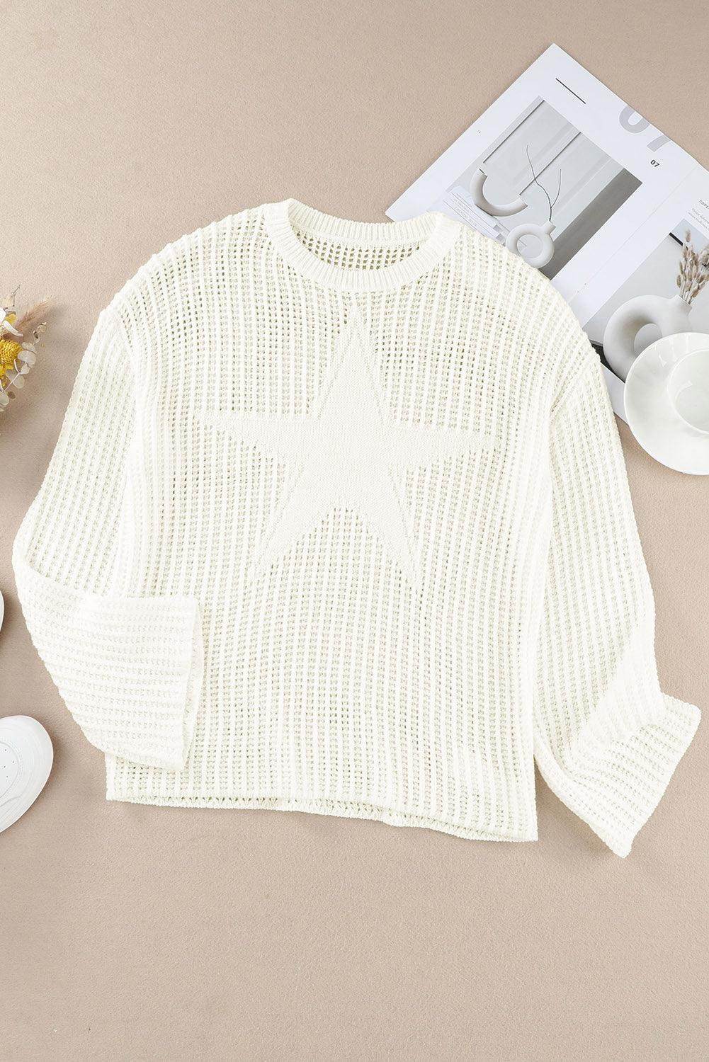 White Seeing Stars Oversized Sweater - L & M Kee, LLC