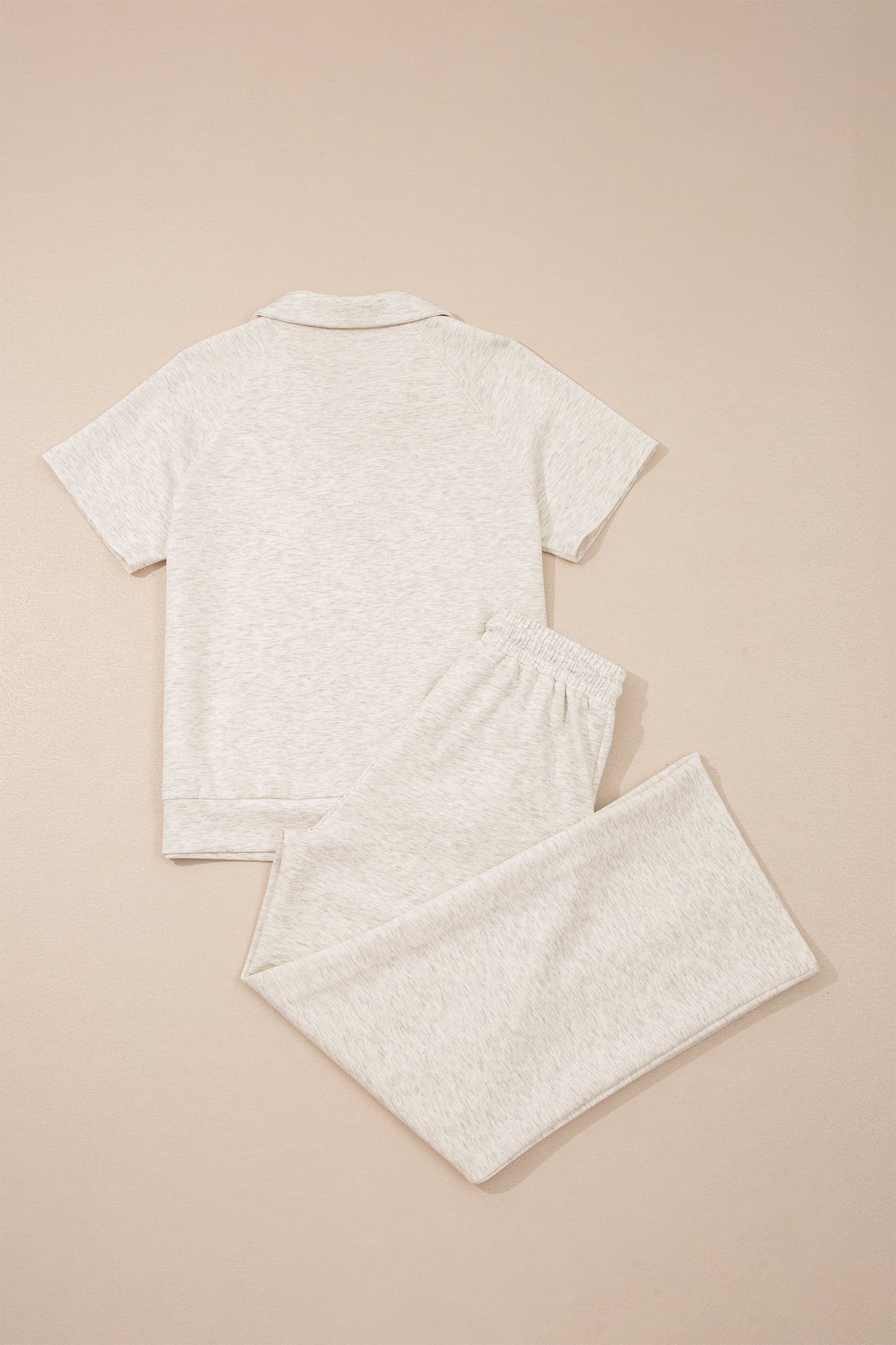 Light Grey Polo Tee Casual Pant Set