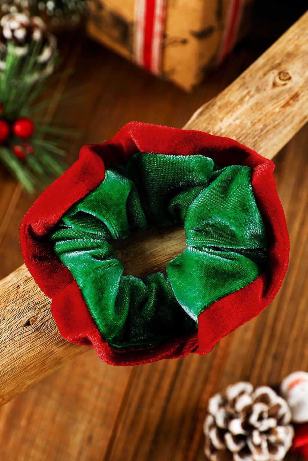 Dark Green Mixed Flannel Christmas Scrunchie Hair Tie - L & M Kee, LLC