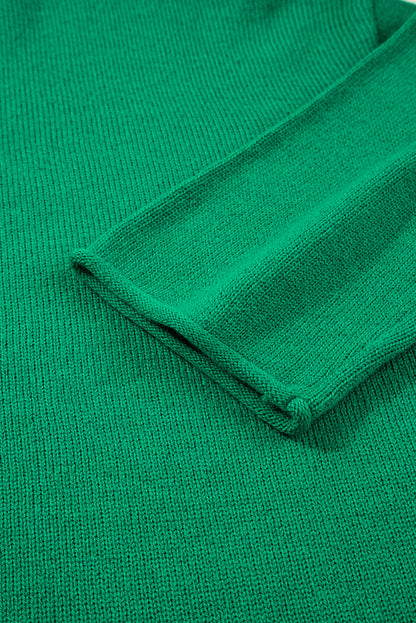 Bright Green Solid Color Knit Button Drop Shoulder Sweater Cardigan