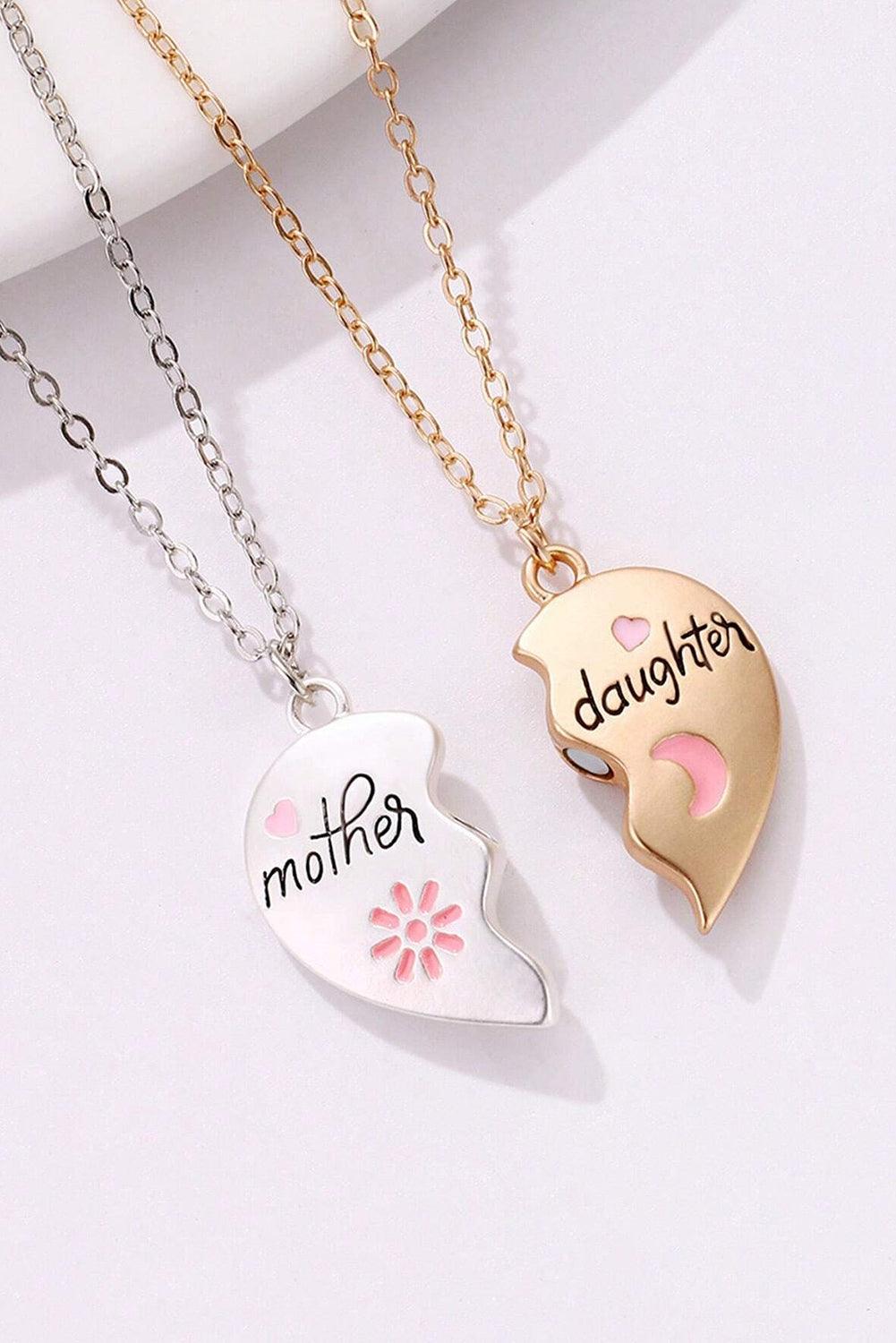 White 2pcs Mother & Daughter Magnetic Heart Necklace - L & M Kee, LLC