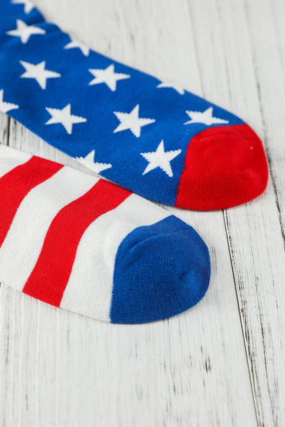 Sail Blue American Flag Pattern Soft Knitted Socks - L & M Kee, LLC