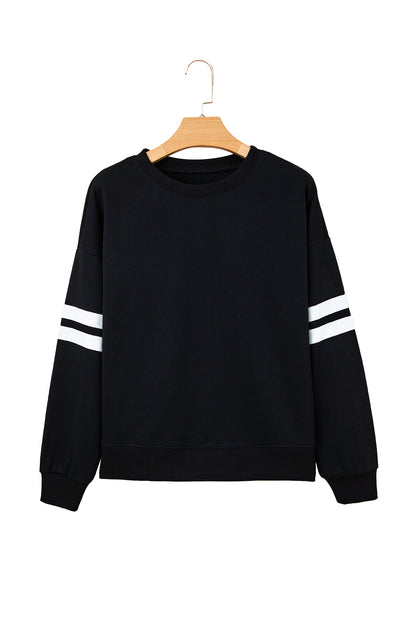 Evergreen Varsity Striped Detail Drop Shoulder Oversized Sweatshirt