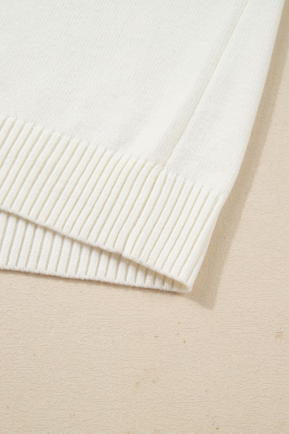 White Plaid Heart Embroidered Cuffed Drop Shoulder Crew Neck Sweater