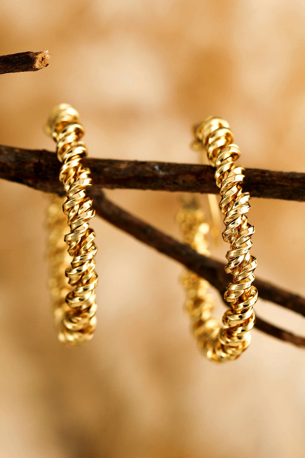 Gold Vintage Textured Hoop Earrings