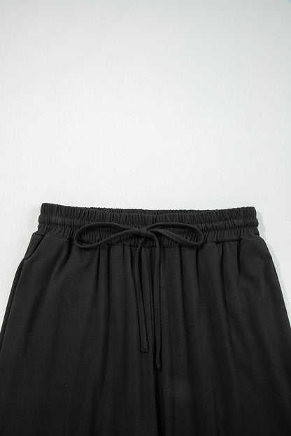 Black Contrast Trim Hooded Lounge Cardigan and Pants Set