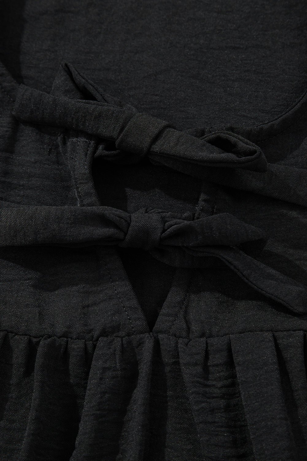 Black Bow Tie Neck 3/4 Sleeve Casual Blouse