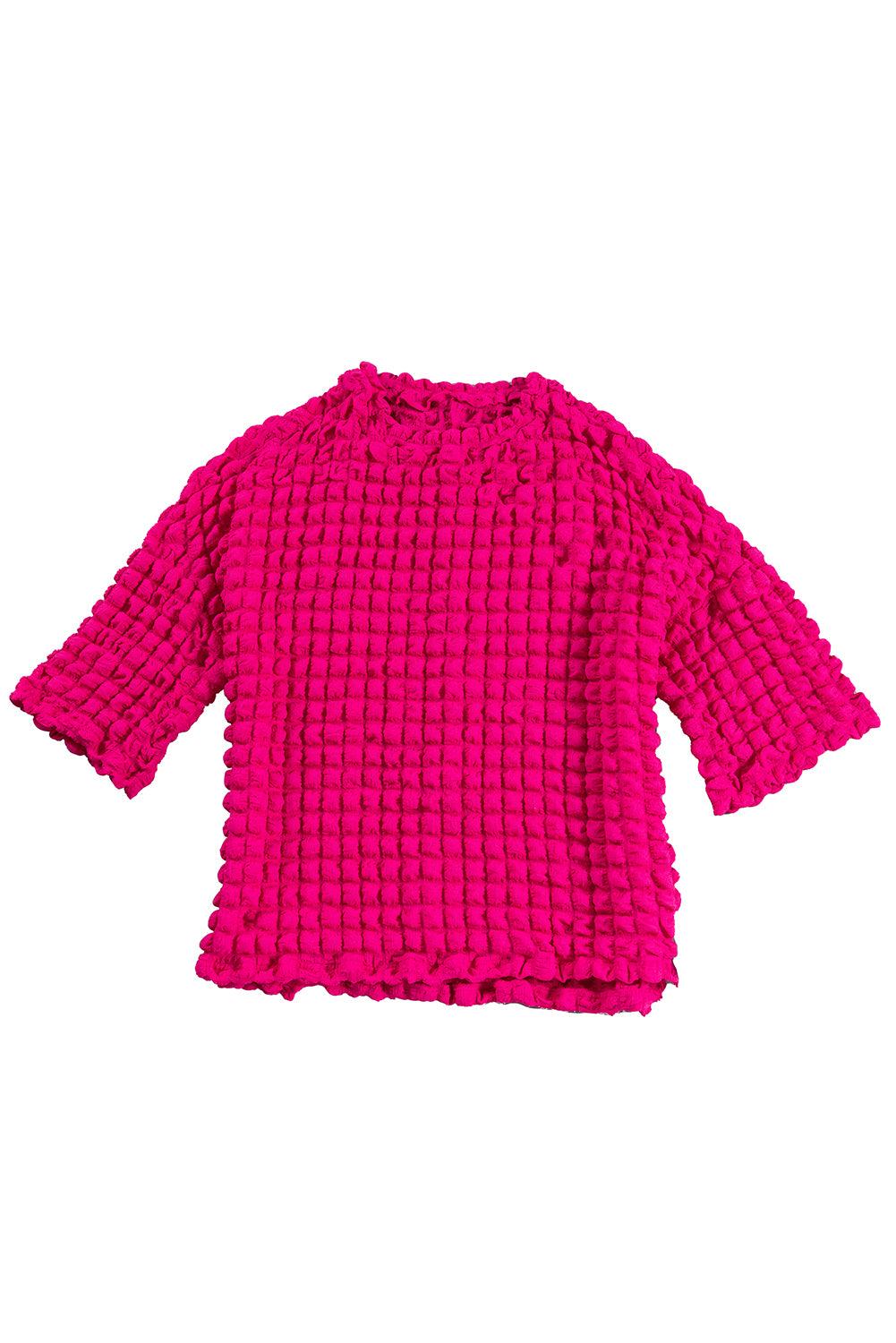 Rose Red Bubble Textured Knit Top - L & M Kee, LLC