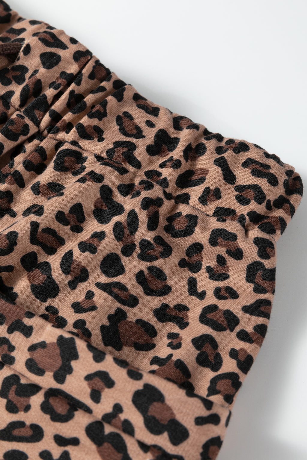 Brown Leopard Loose Tee Drawstring Waist Barrel Pants Set