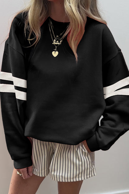 Evergreen Varsity Striped Detail Drop Shoulder Oversized Sweatshirt