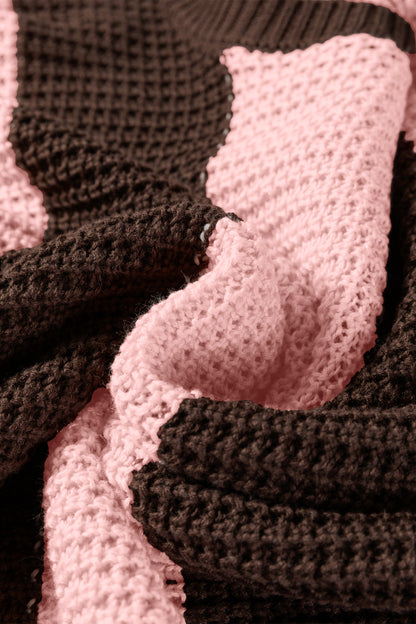 Myosotis Striped Color Block Thermal Textured Knit Drop Shoulder Sweater