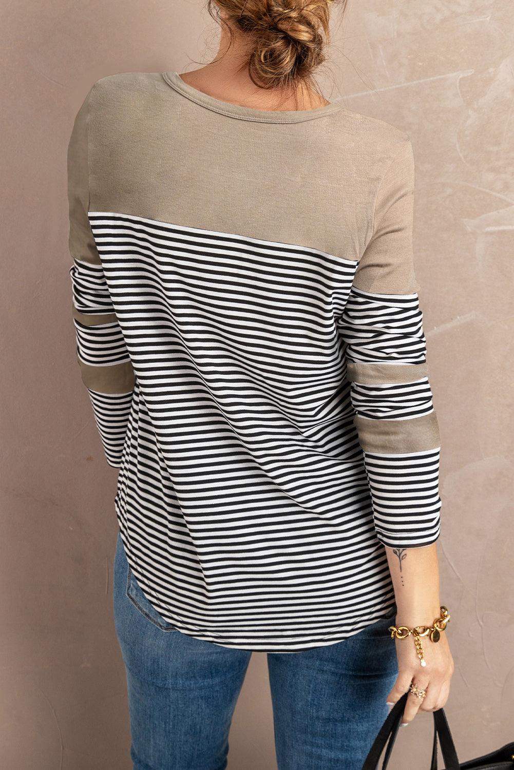 Black Pinstripe Patch Pocket Top - L & M Kee, LLC