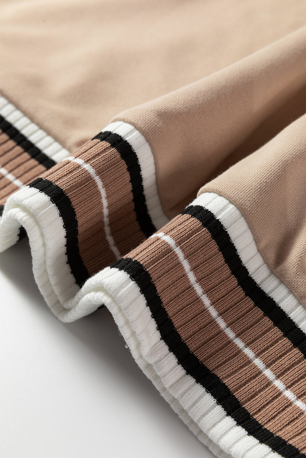 Navy Blue Varsity Contrast Striped Trim V Neck Sweatshirt