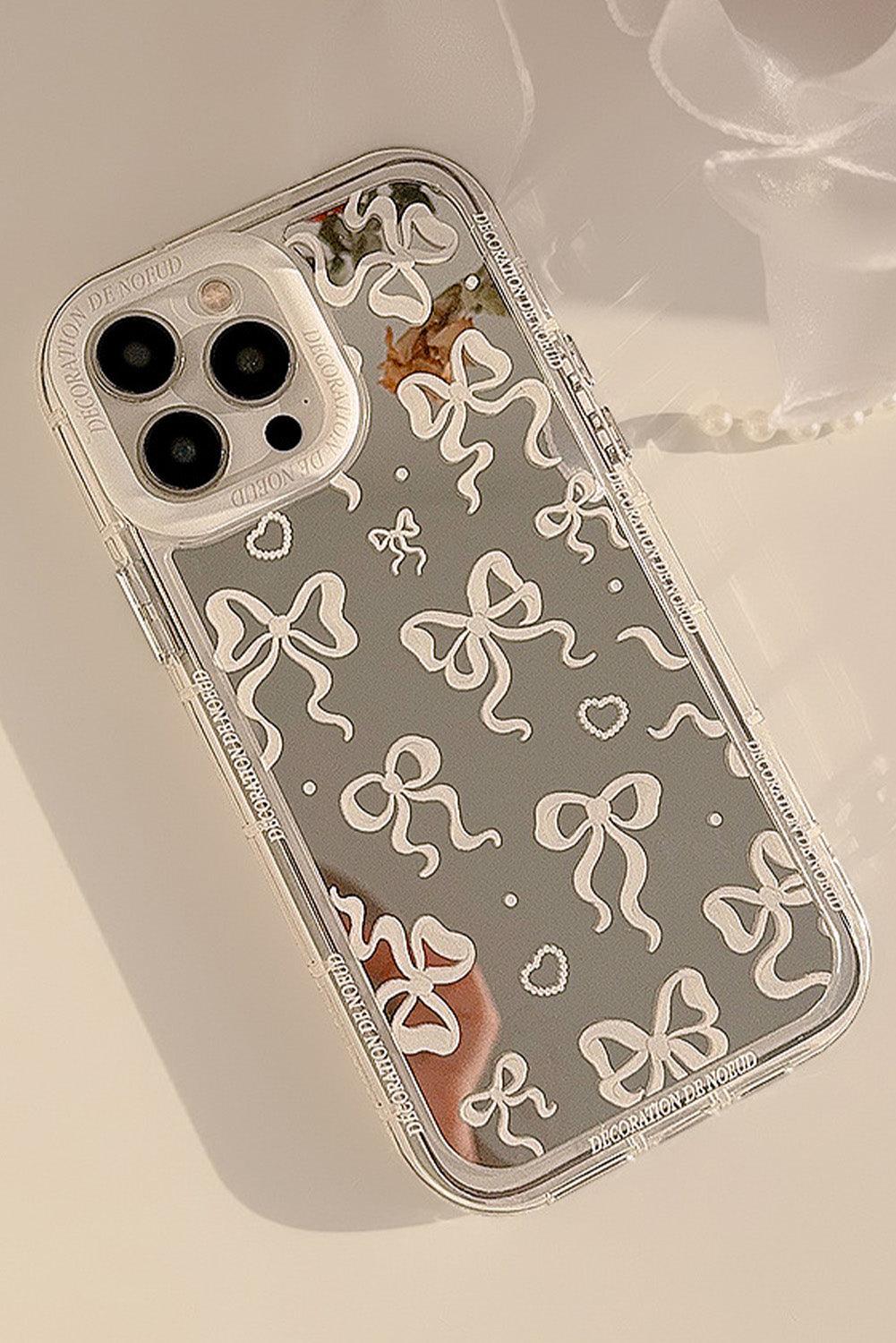 Silvery Mirror Effect Bowknot Print IPhone Phone Case - L & M Kee, LLC