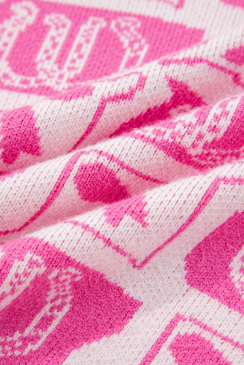 Pink Bows & Horseshoes Pattern Western Fashion Print Sweater