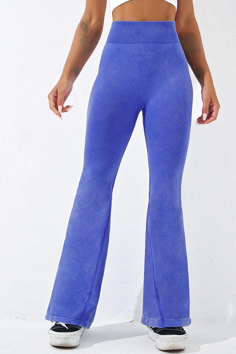 Dark Blue High Waist Butt Lift Yoga Flared Leggings - L & M Kee, LLC