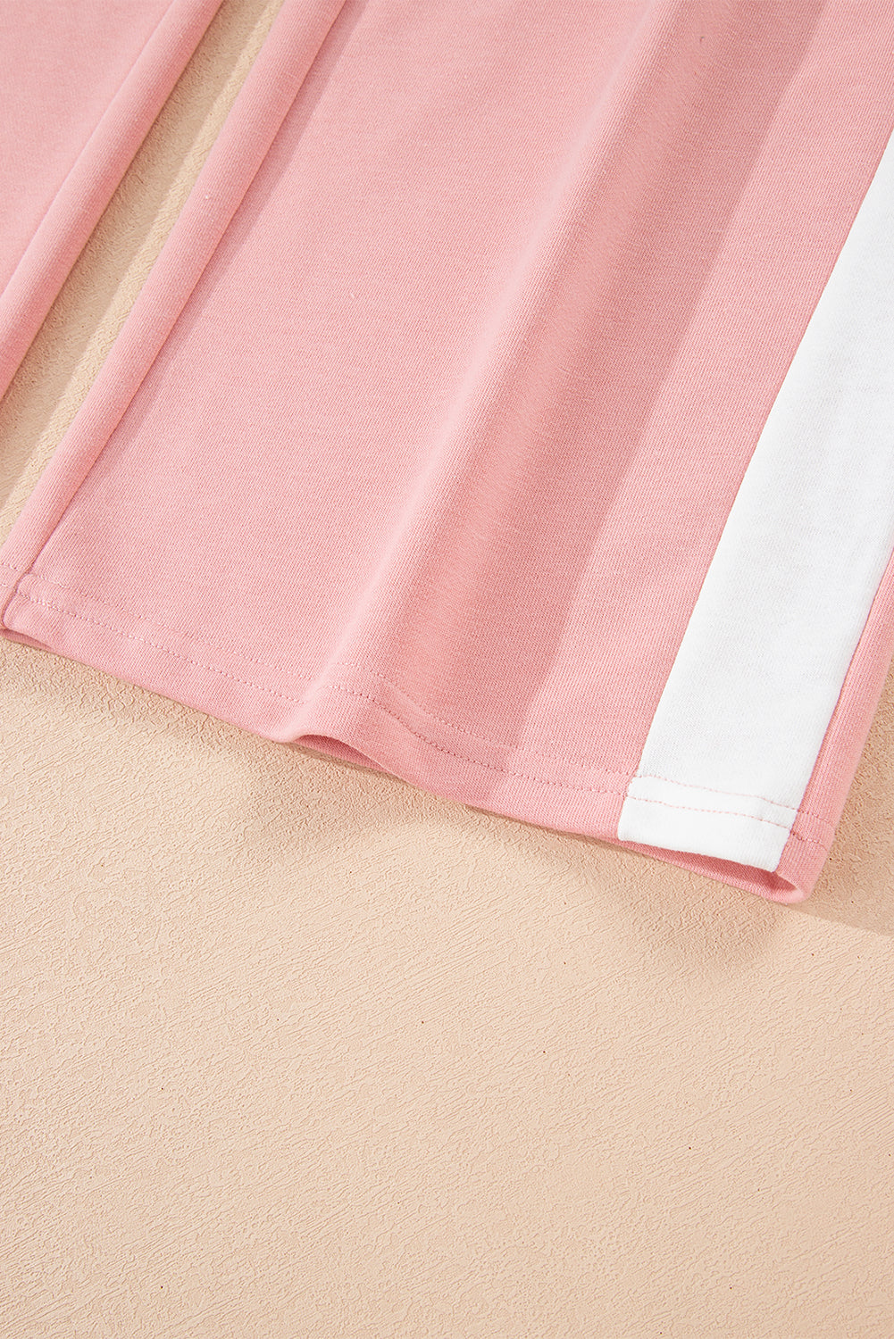 Rose Red 2pcs Color Block Pullover Loose Pant Set