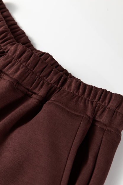 Chicory Coffee Button Drawstring Cropped Hoodie Jogger 2pcs Set