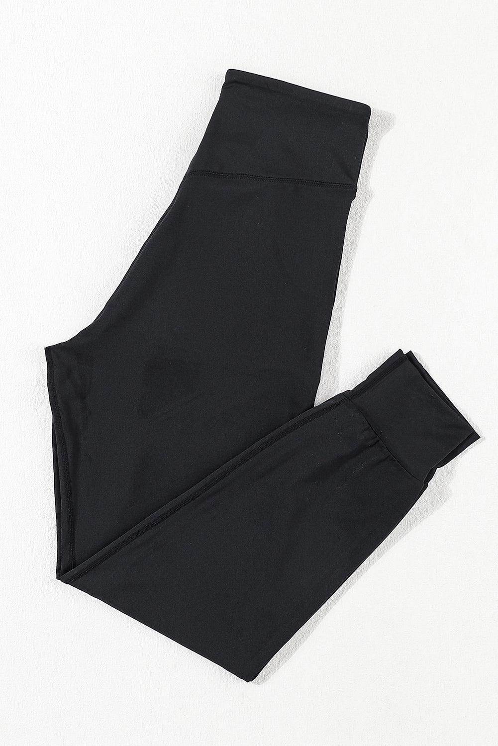 Black Exposed Seam High Waist Pocketed Joggers - L & M Kee, LLC