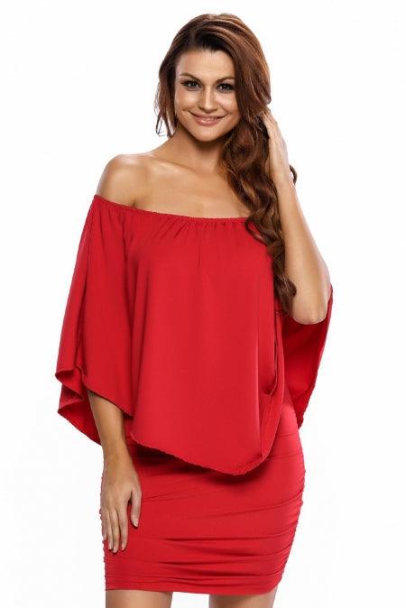 Multiple Dressing Layered Red Mini Poncho Dress - L & M Kee, LLC