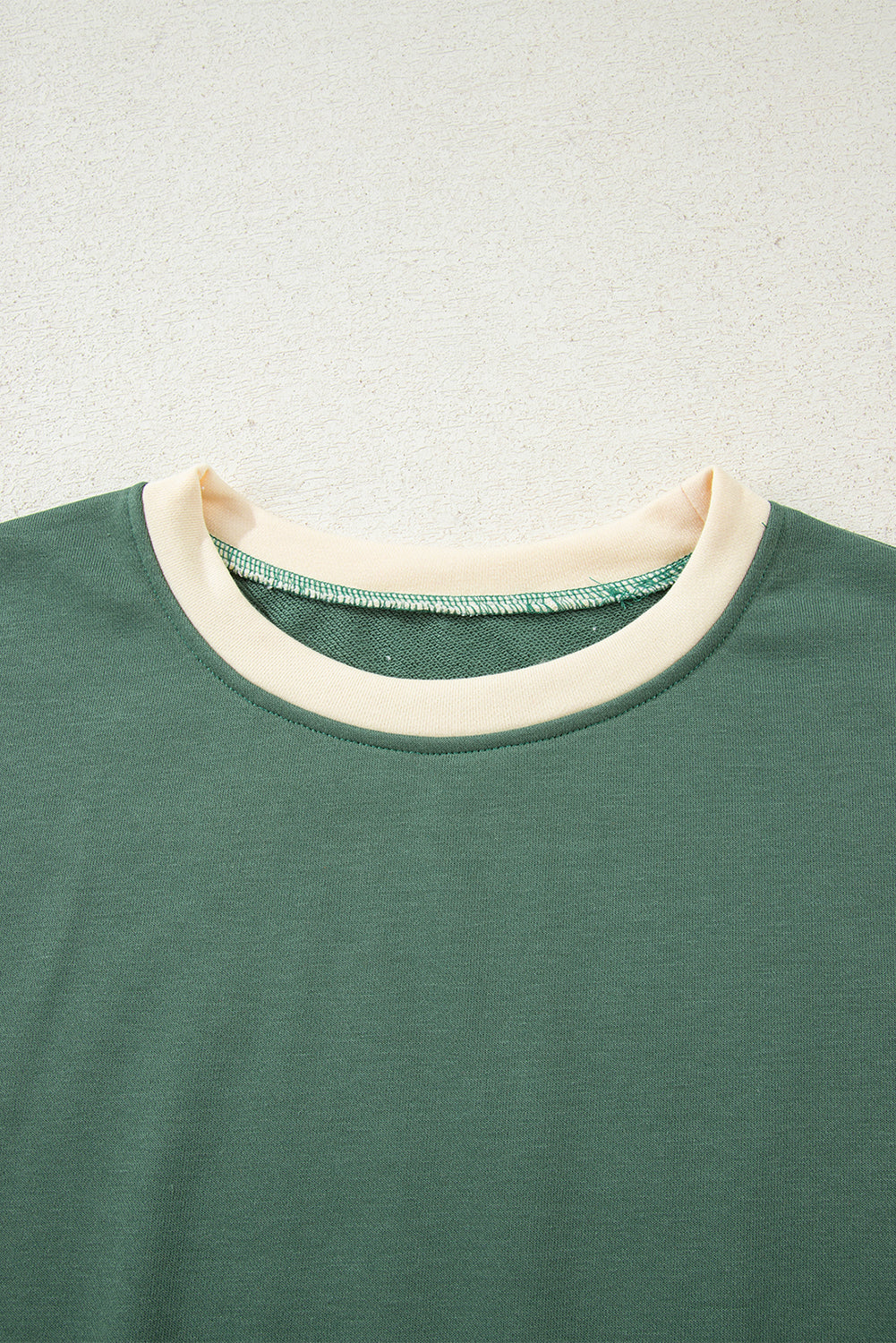 Rose Red 2pcs Color Block Pullover Loose Pant Set