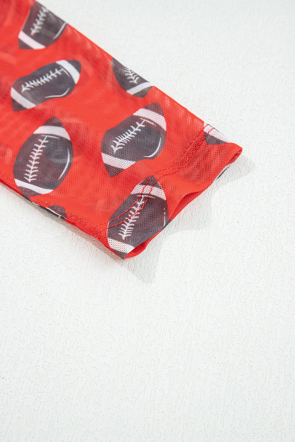 Brown Game Day Rugby Mesh Sheer Long Sleeve Top