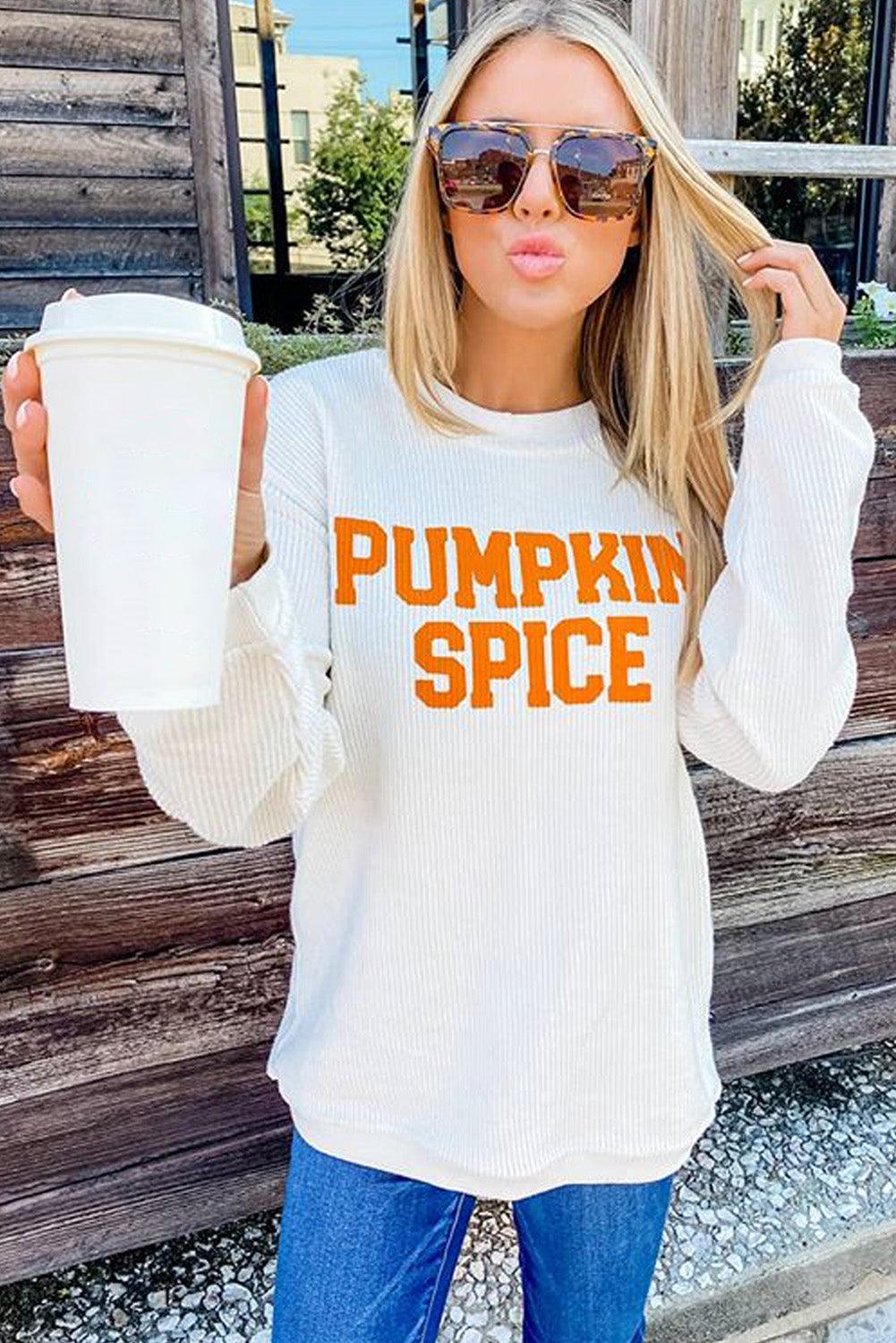 PUMPKIN SPICE Graphic Pullover Knit Top - L & M Kee, LLC