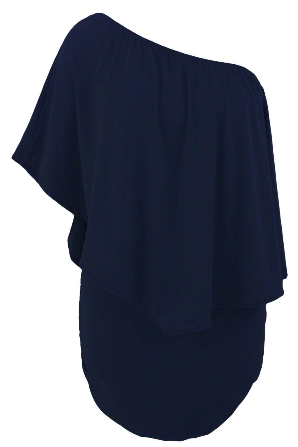 Multiple Dressing Layered Dark Blue Mini Poncho Dress - L & M Kee, LLC