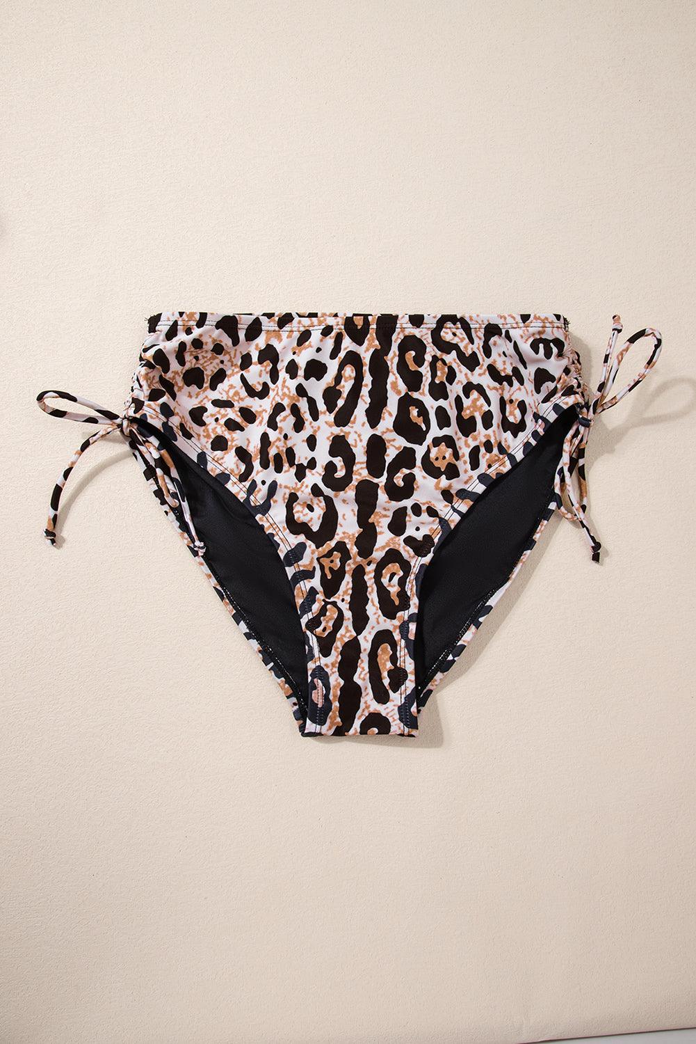 Black Crossed Tie Back Leopard Bikini Swimsuit - L & M Kee, LLC