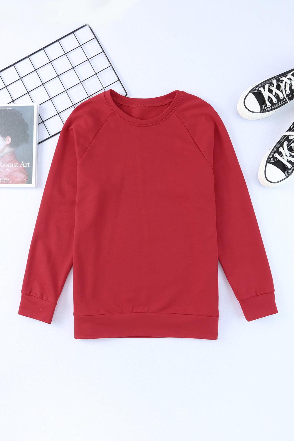 Fiery Red Chenille MERRY Christmas Raglan Sleeve Sweatshirt - L & M Kee, LLC