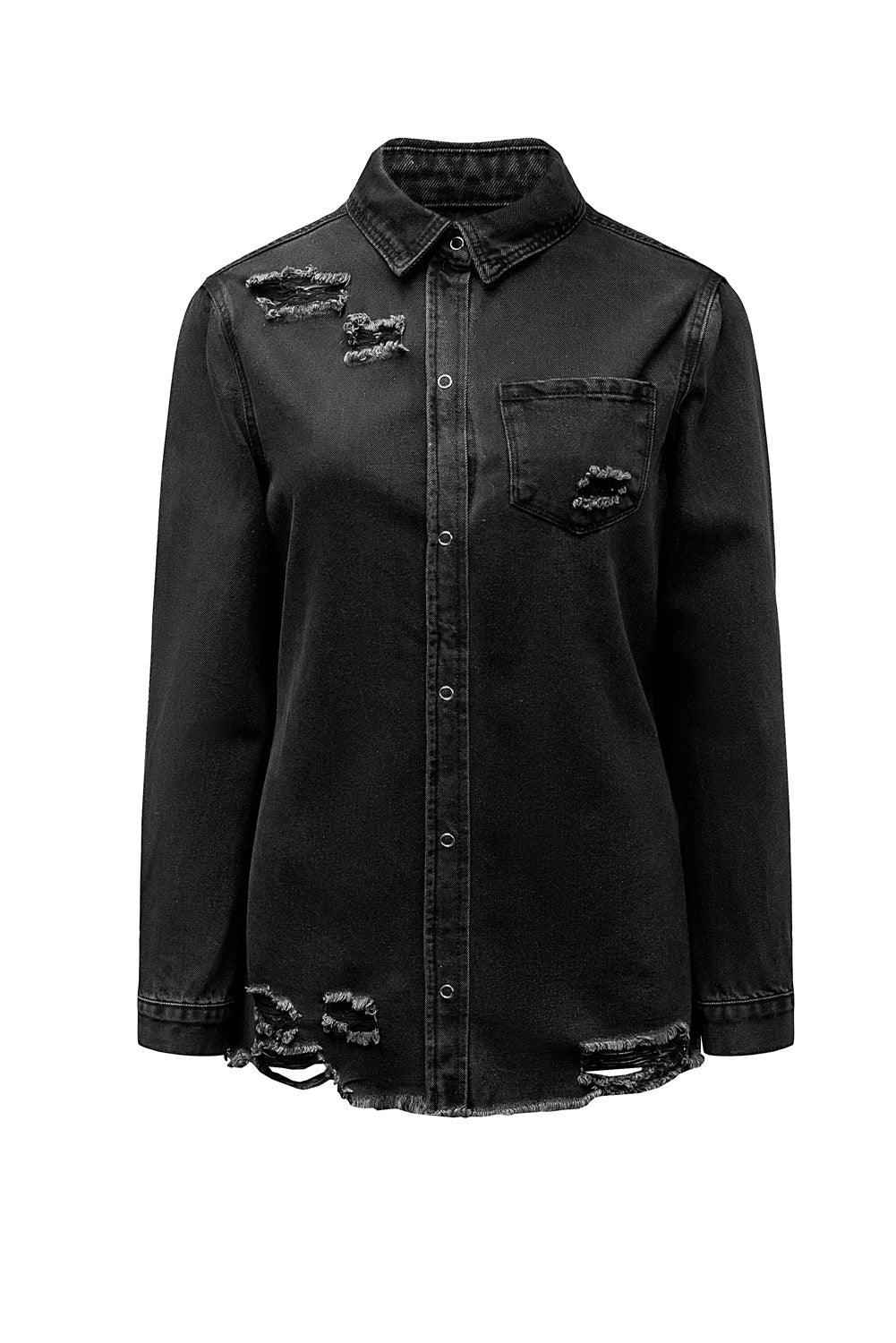 Ripped Denim Jacket - L & M Kee, LLC