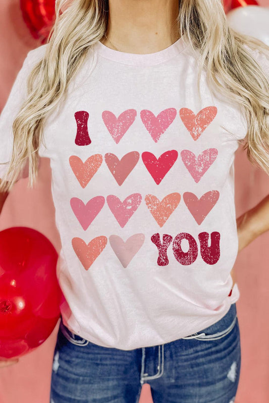 White I Love You Funny Graphic Valentine Tee - L & M Kee, LLC