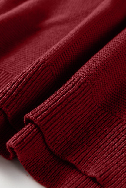 Dirty blue Solid Color Front Seam Drop Shoulder Loose Sweater