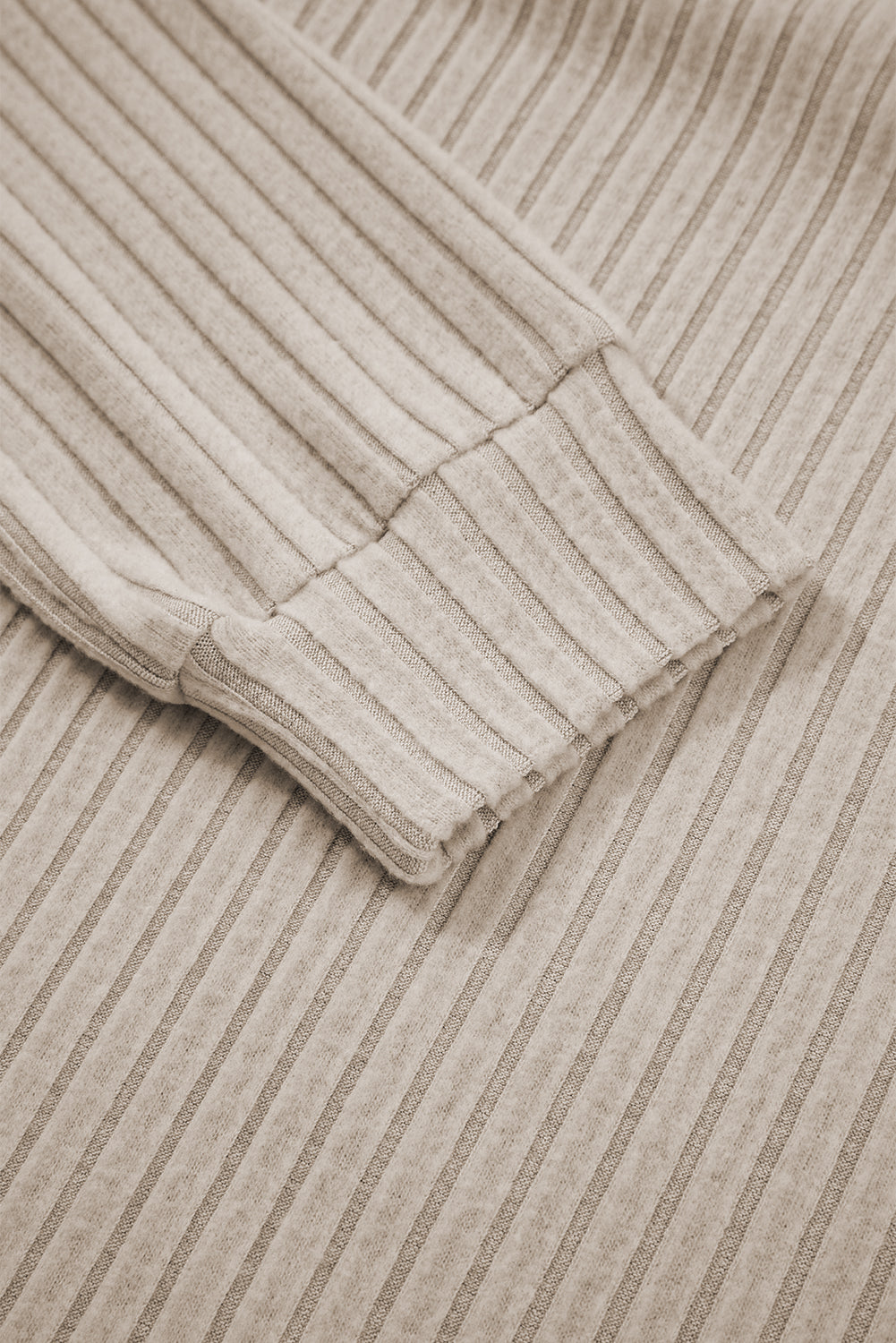 Black Ribbed Texture Round Neck Long Sleeve Rounded Hem Knit Top