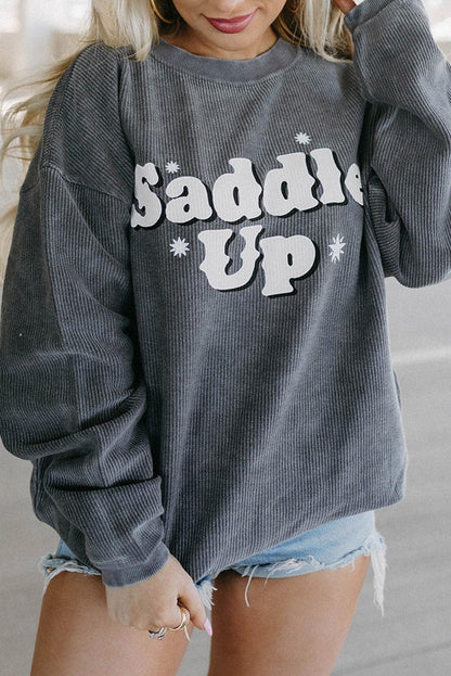 Saddle Up Corded Graphic Sweatshirt - L & M Kee, LLC