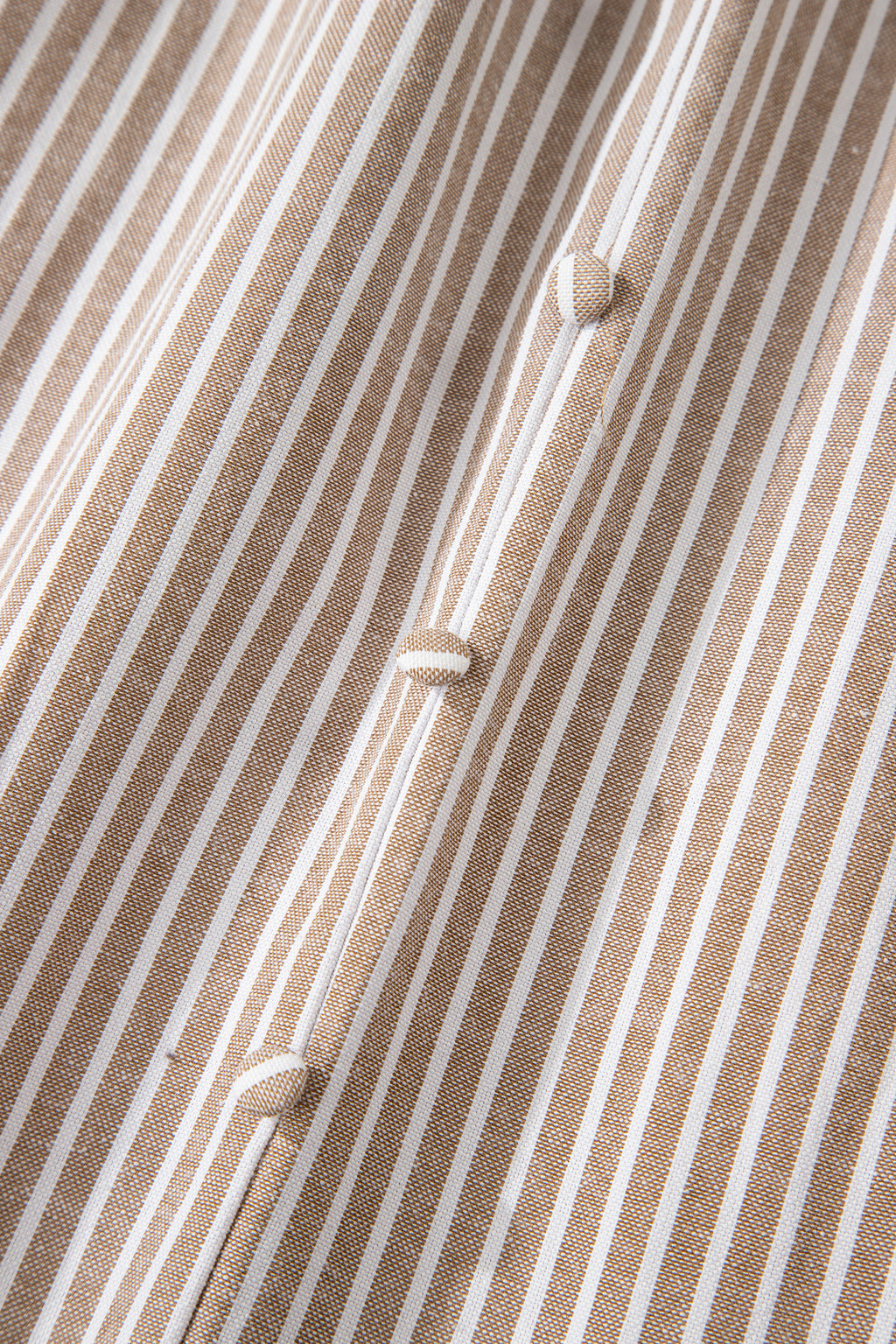 Khaki Stripe Flutter Sleeve Buttoned Front Slit Maxi Dress