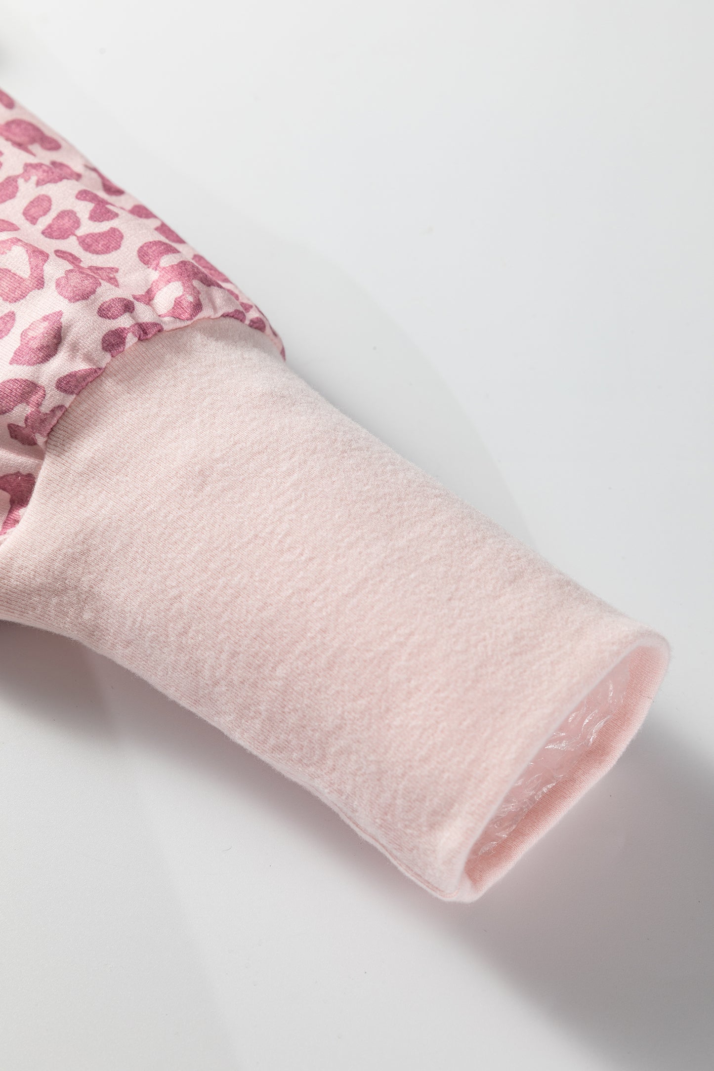 Pink Leopard Print Patchwork Crew Neck Sweatshirt