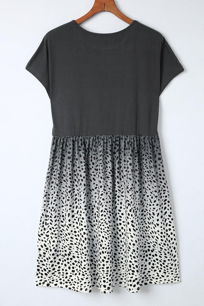 Dotted Contrast Casual Pocket T Shirt Dress