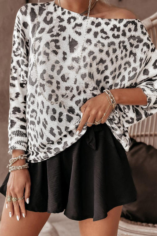 Leopard Long Sleeve Crewneck Sweater - L & M Kee, LLC