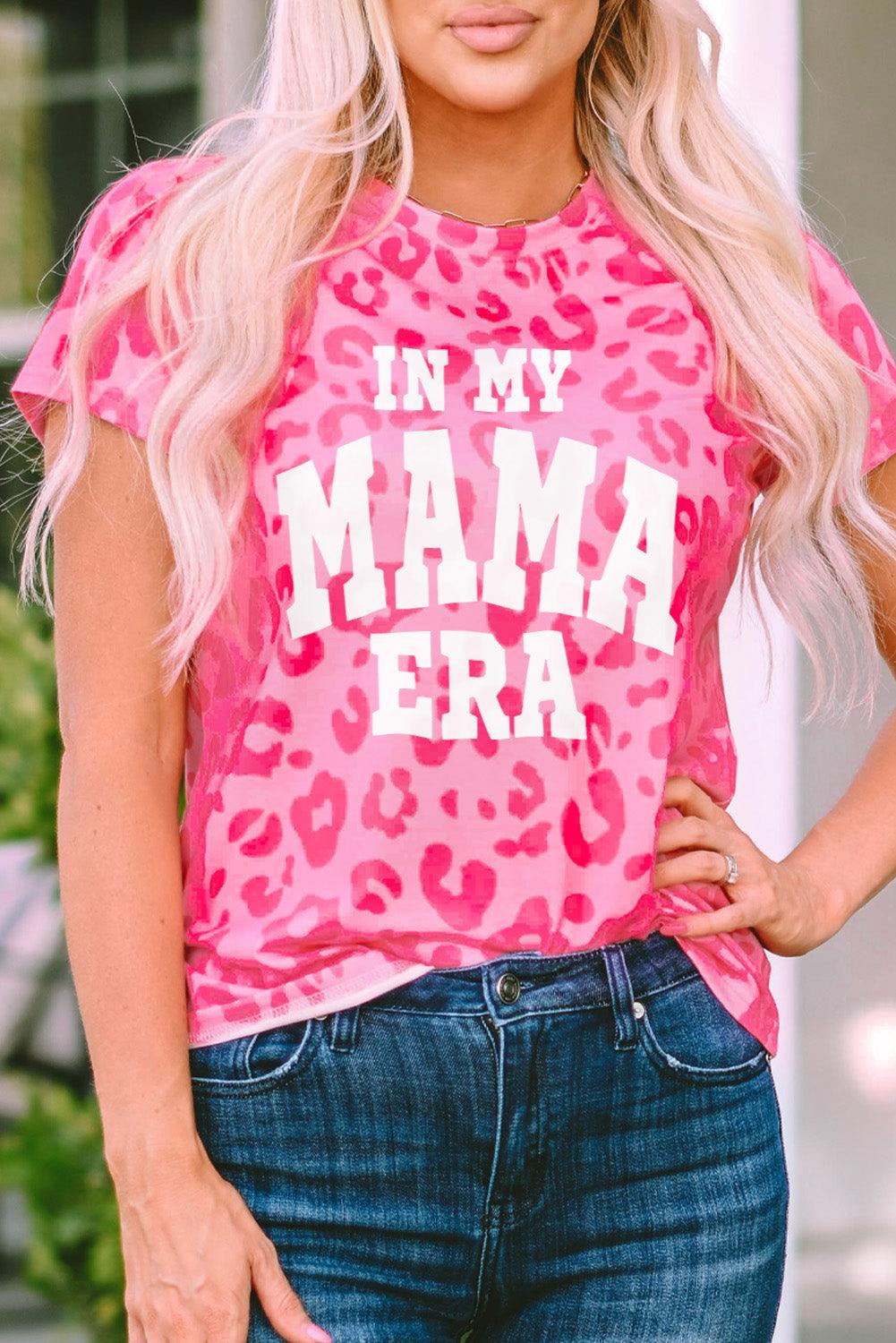 Leopard IN MY MAMA ERA Slogan Graphic Tee - L & M Kee, LLC