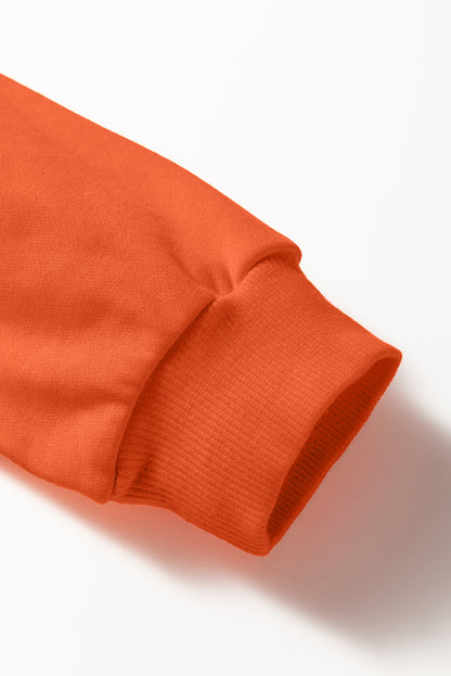 Fiery Red Varsity Contrast Banded Sleeve Shift Sweatshirt Dress