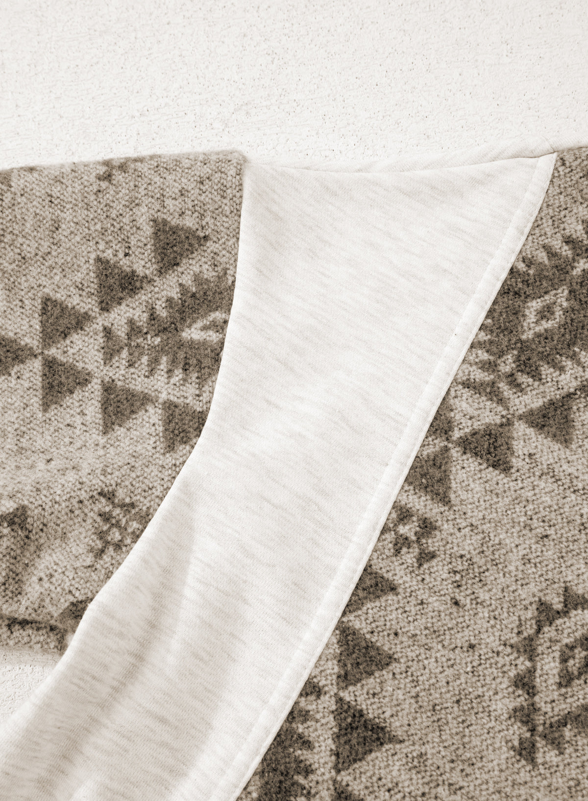 Gray Western Aztec Print Color Block Patchwork Drawstring Hooded Shacket