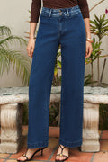 Dusk Blue Stitched Detail High Waist Shift Jeans