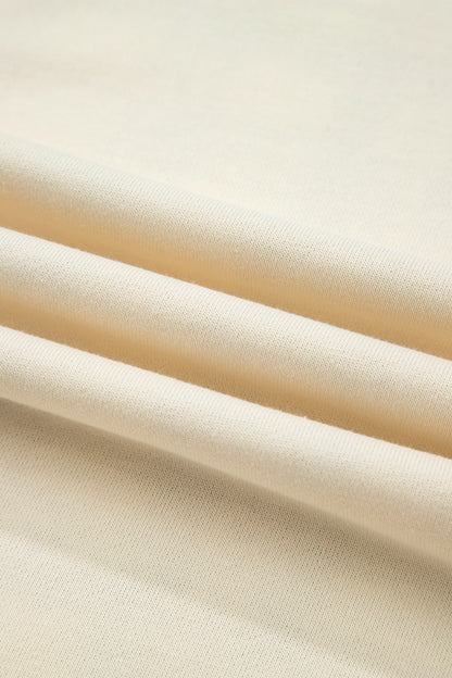 Beige Plaid Patchwork Side Slit Sweatshirt