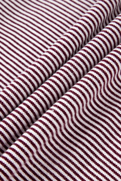 Red Stripe Color Block Patchwork Dolman Oversize Tunic Sweater