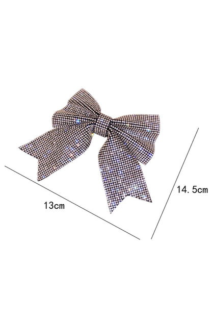 Silvery Rhinestone Large Bow Knot Hair Clip - L & M Kee, LLC