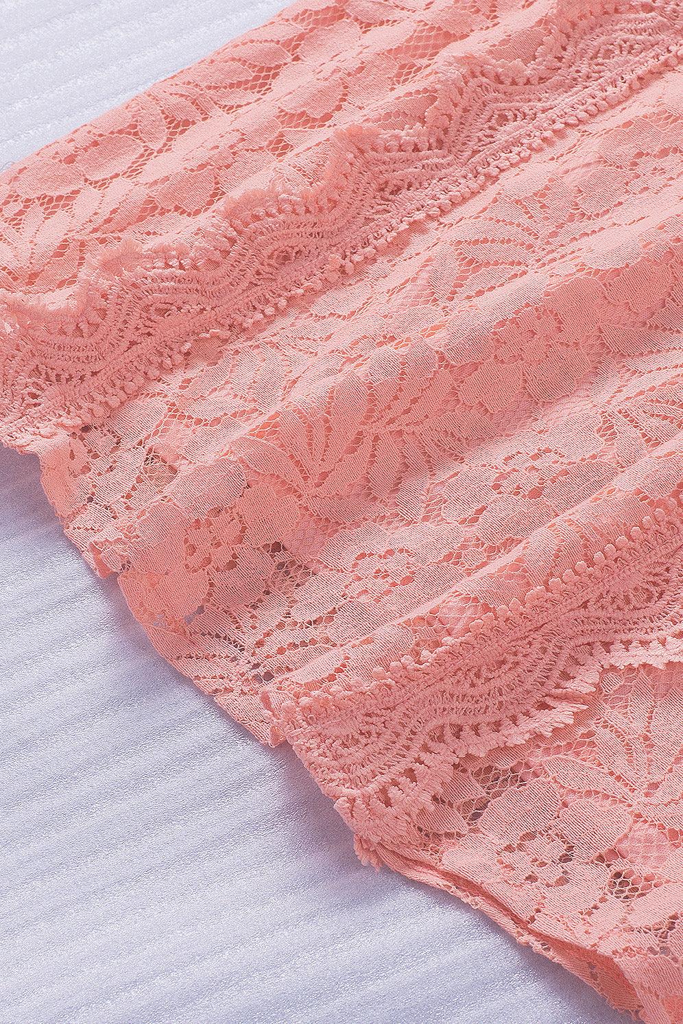 Pink Lace V Neck Tank Top - L & M Kee, LLC