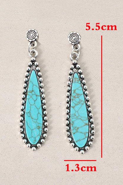 Silvery Vintage Bohemian Turquoise Alloy Earrings - L & M Kee, LLC