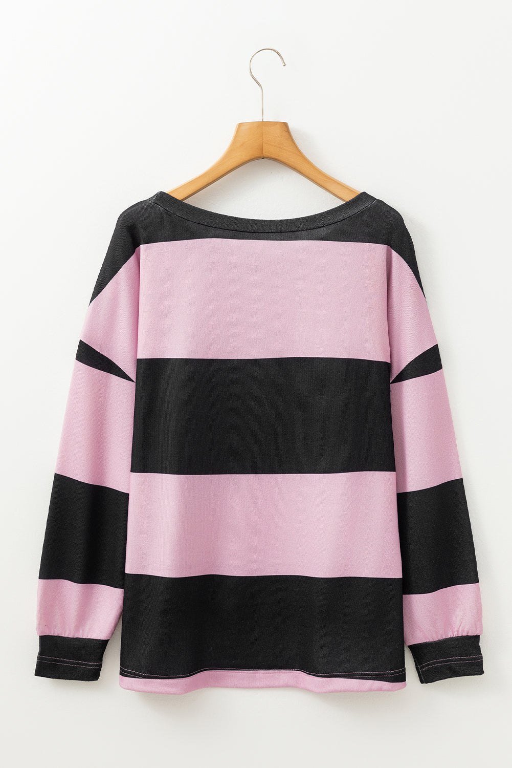 Pink Stripe Color Block Number 22 Print Game Day Loose Long Sleeve Top