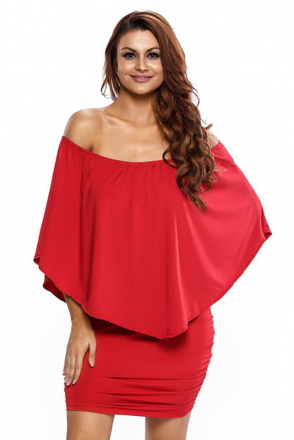 Multiple Dressing Layered Red Mini Poncho Dress - L & M Kee, LLC